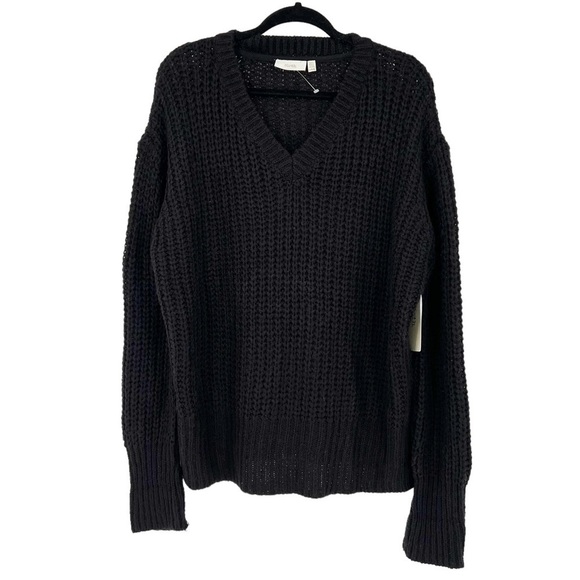 NWT Cloth by RD Black Knit V Neck Sweater - Picture 1 of 2